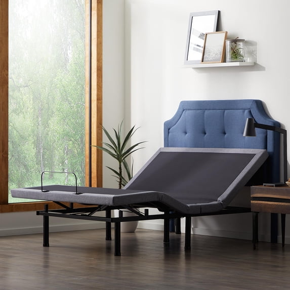 Lucid Premium Steel Adjustable Bed Base with Zero Clearance and Massage, Full