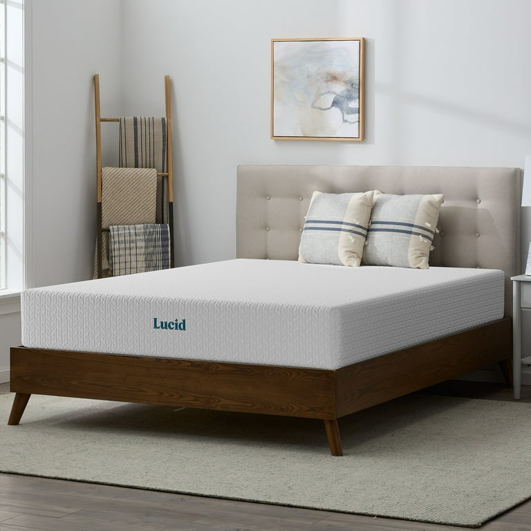 Lucid Refresh 10 Gel Memory Foam Mattress with 14 Platform Bed Frame King Walmart