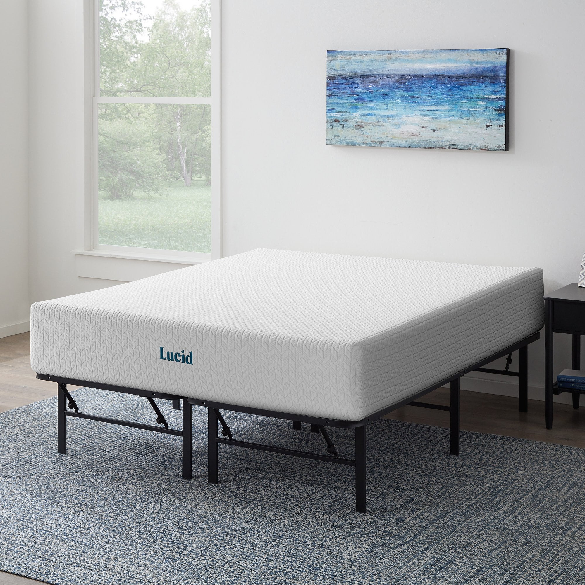 Lucid Refresh 10" Gel Memory Foam Mattress with 14" Platform Bed Frame