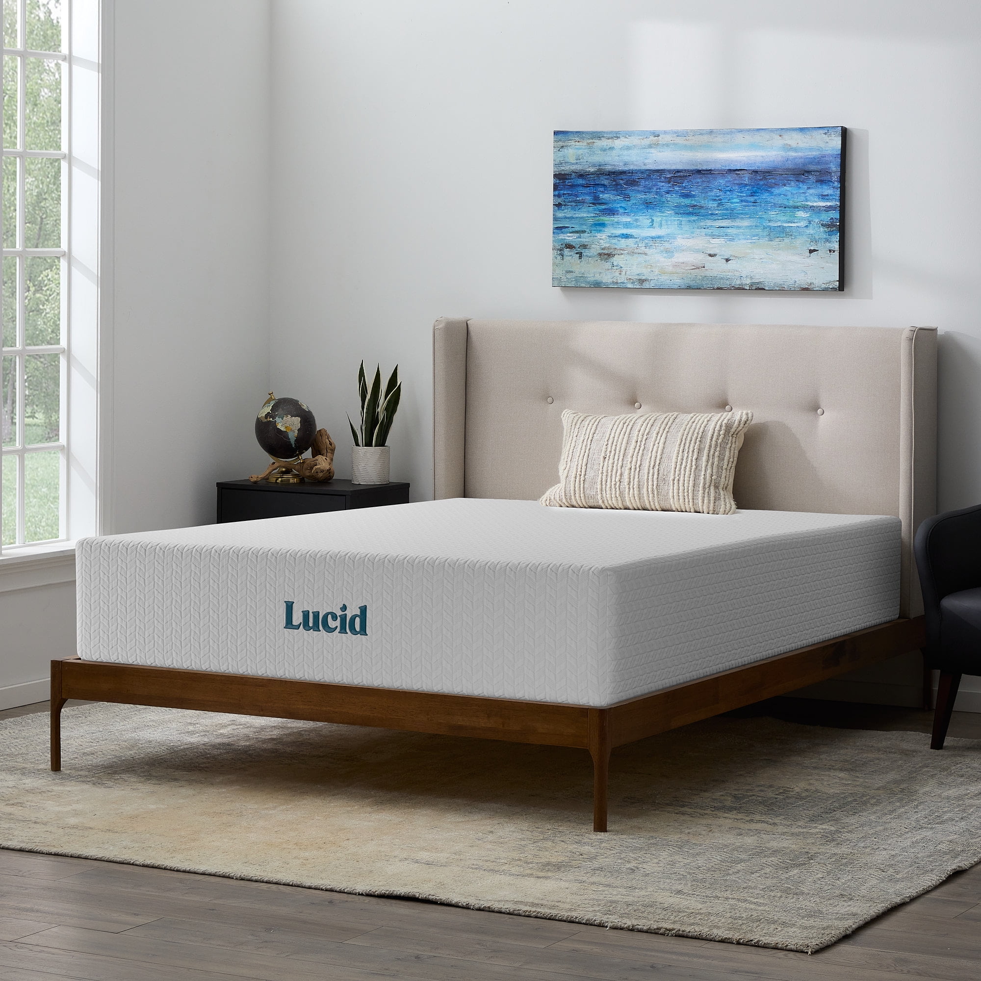 Lucid 5 Inch Firm Gel Memory Foam Mattress Twin— Gel  Infusion—Hypoallergenic Bamboo Charcoal—Breathable Cover,White