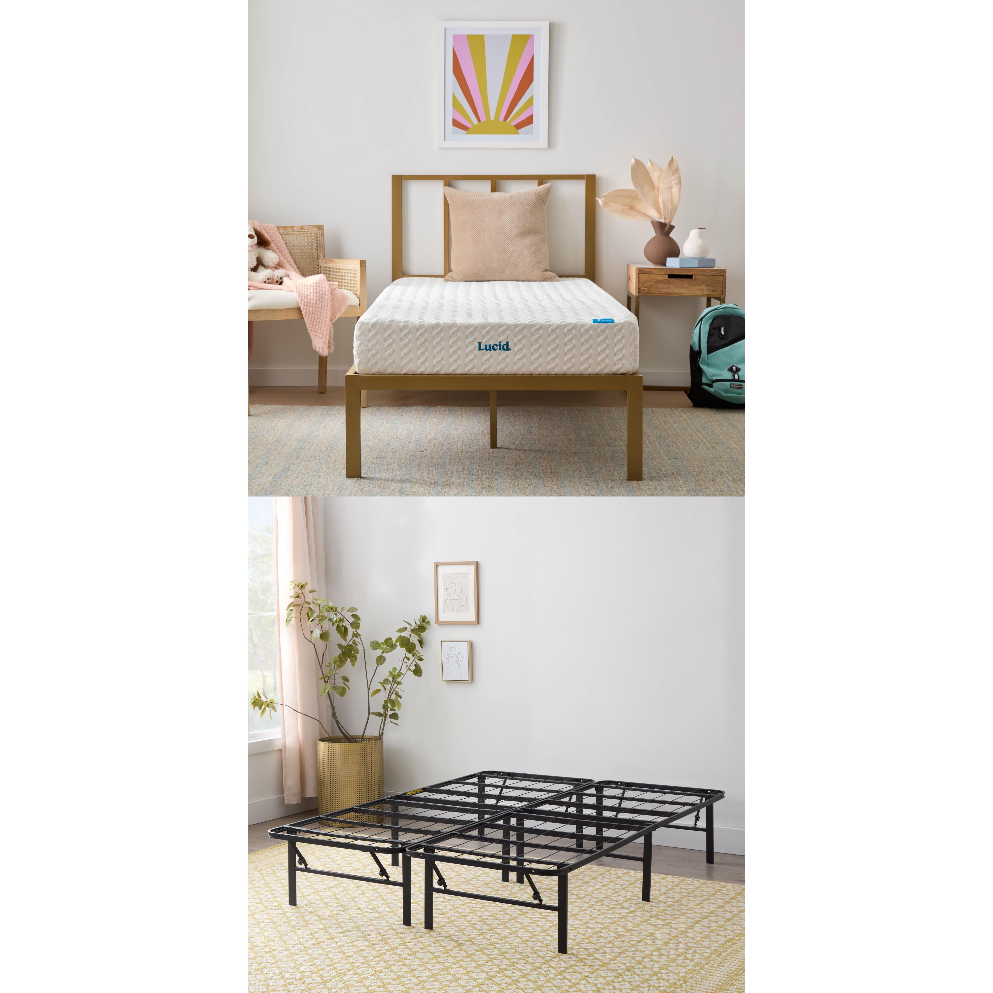 Lucid Refresh 8" Gel Memory Foam Mattress with 14" Platform Bed Frame, Full