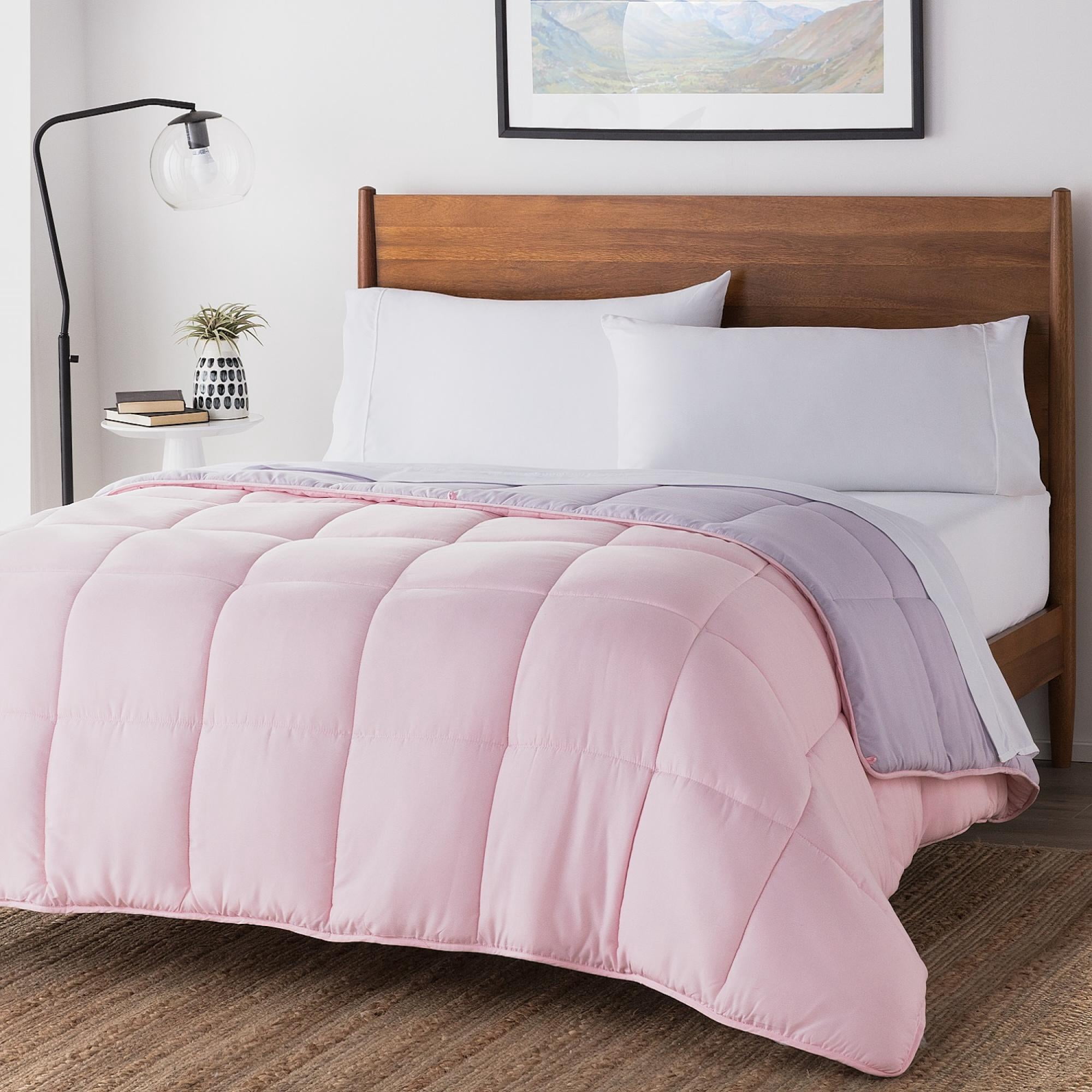 Lucid Reversible Bed in a Bag 6-Piece Comforter Set with Pillow, Twin, Pink/Lavender