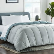 Lucid Reversible Bed in a Bag 7-Piece Comforter Set with 2 Pillows, King, Blue/Gray