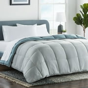 Lucid Reversible Bed in a Bag 7-Piece Comforter Set with 2 Pillows, Queen, Blue/Gray