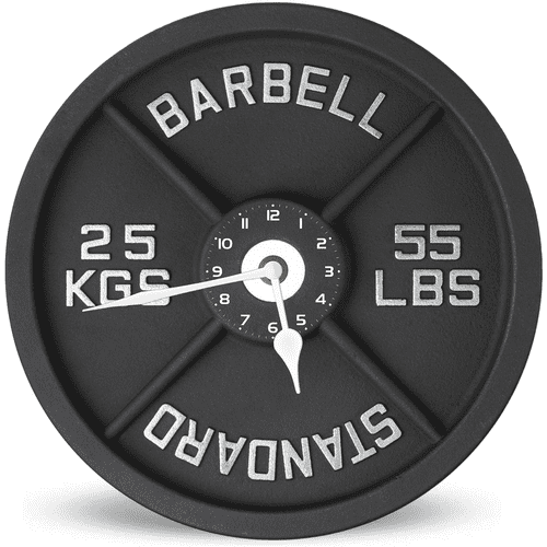 Lucidhisun Barbell Weight Plate Powerlifting Wooden Wall Clocks Art Silent Non-Ticking Wall Clock Battery Operated Round Home Home Gym Decorative Wall Clocks 10in for Kitchen Bathroom