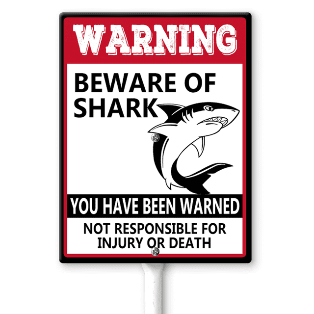 Lucidhisun Beware of Shark Yard Sign with Stakes 8in×12in, Sturdy ...