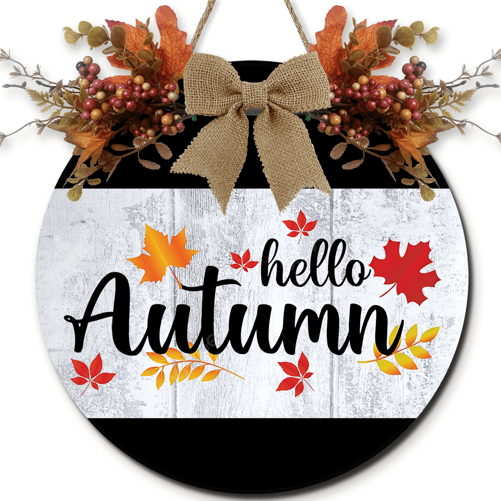 Lucidhisun Hello Autumn Wooden Hanging Sign, Rustic Maple Leaf Decor ...