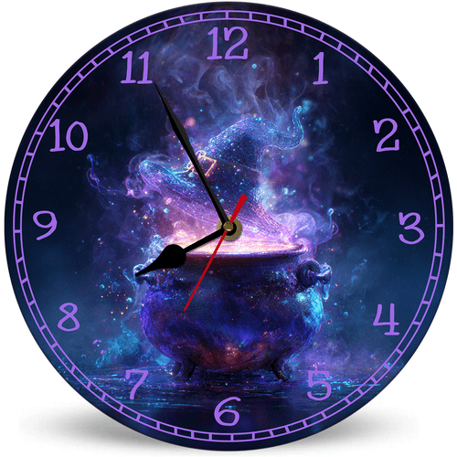 Lucidhisun Purple Magic Witch Potion Wooden Clock 10in, Silent Non ...
