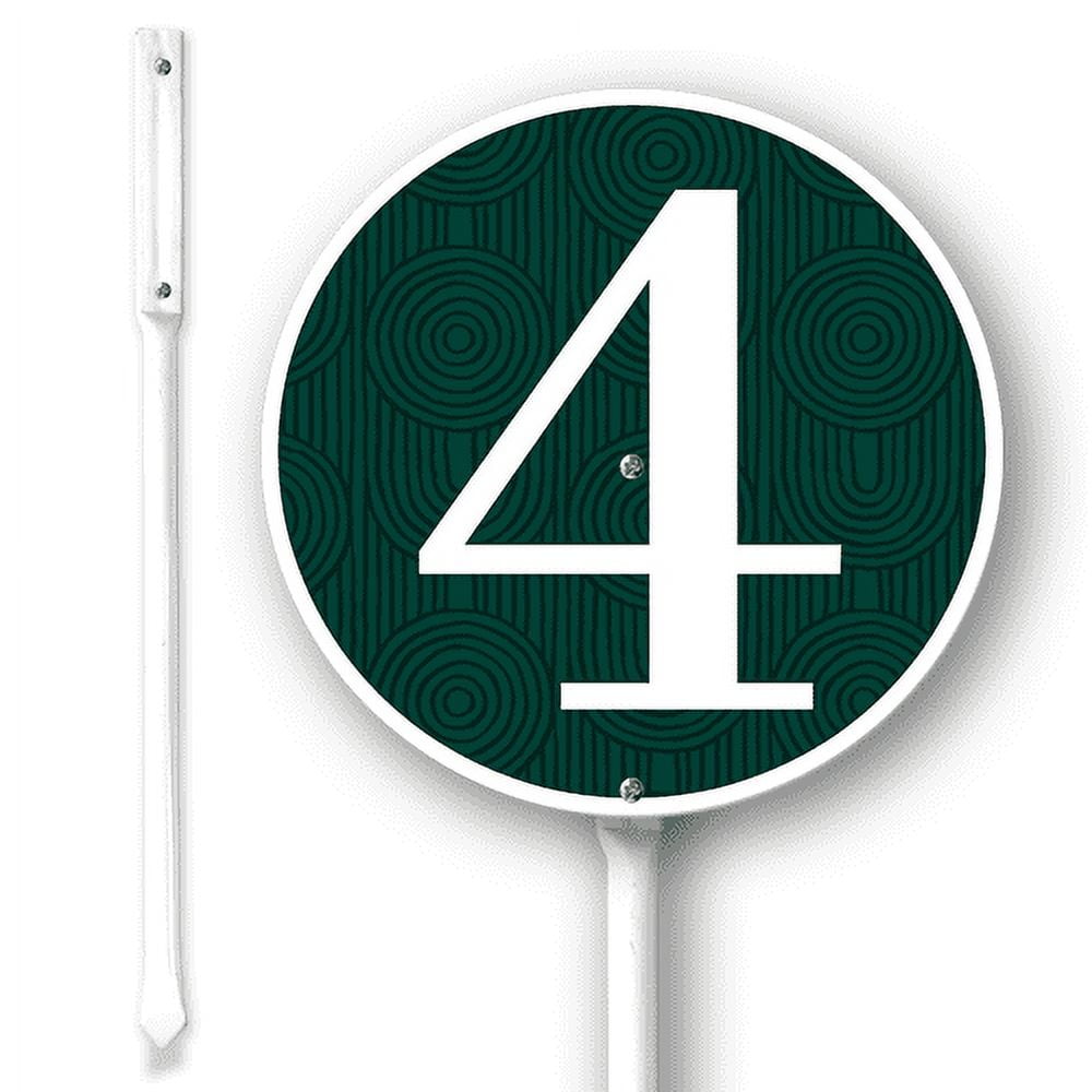 Lucidhisun Round Green Number 4 Sign, House Number Address Sign with ...