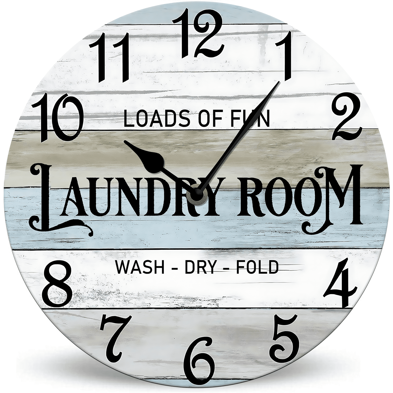 Lucidhisun Rustic Coastal Laundry Room Blue Wooden Clock 10in Silent ...