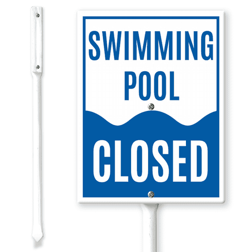 Pool Drive Stake Lucidhisun Swimming Pool Closed Yard Sign with Stakes 8×12in, Sturdy ...