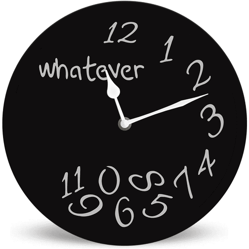 Lucidhisun Whatever Black Wooden Clock 10in Silent Non-Ticking Battery Operated Wall Clock, Rustic Farmhouse Funny Wall Clock for Office Room, Living Room, Bedroom or Kitchen