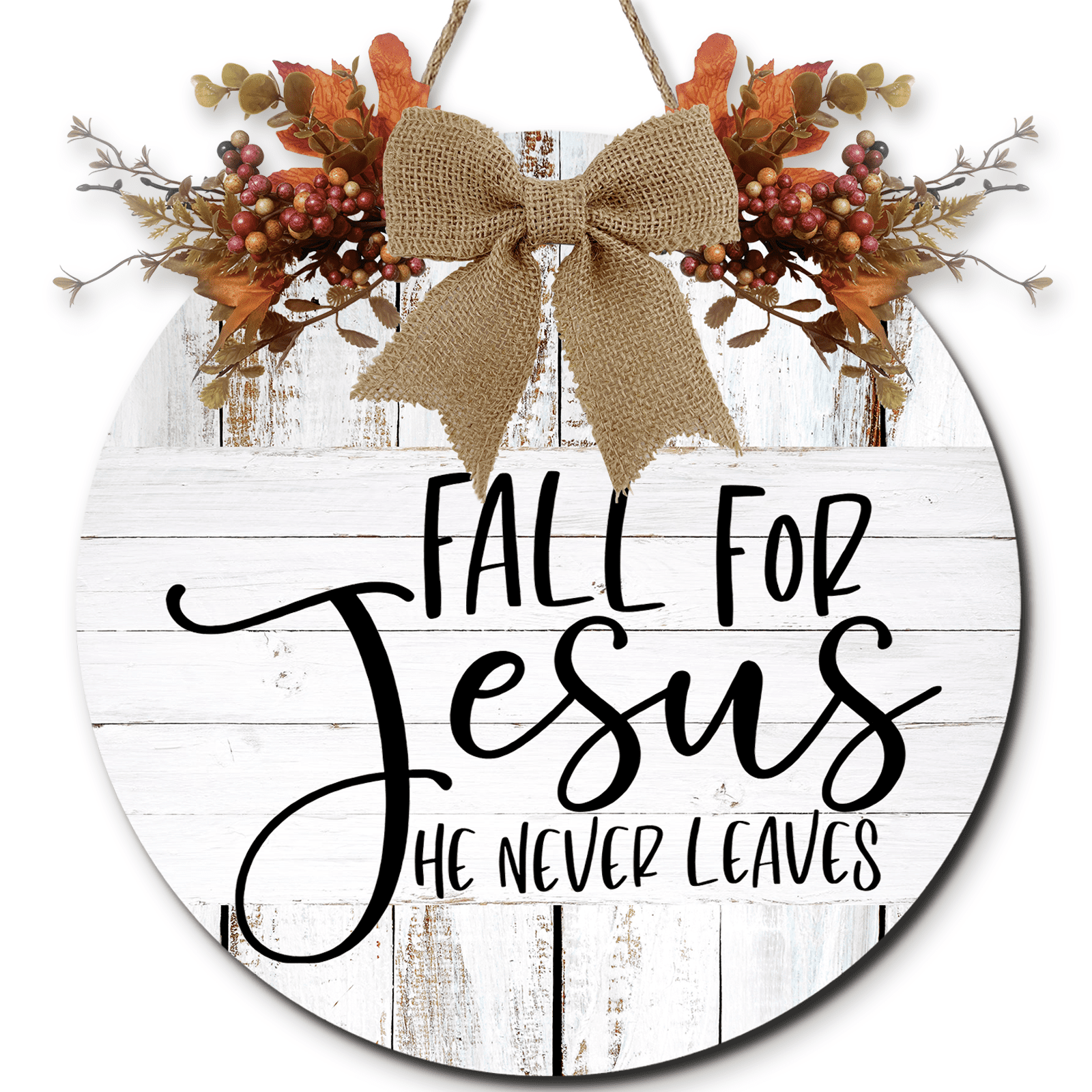 Fall For Jesus Sign Lucidhisun Wooden Fall For Jesus He Never Leaves Hanging Sign, Rustic ...