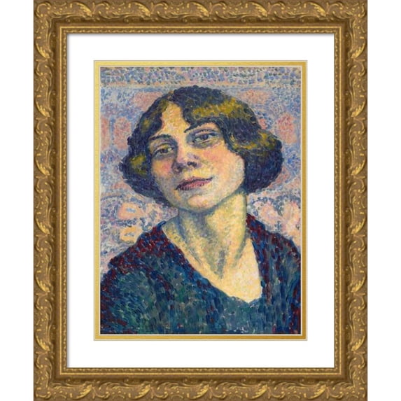 Lucie Cousturier 15x18 Gold Ornate Wood Frame and Double Matted Museum Art Print Titled - Self-Portrait (1905-1910)