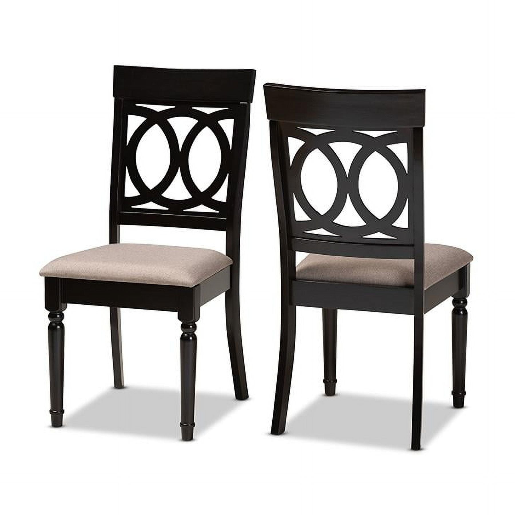 Lucie Sand and Dark Brown Wood Dining Chair Set