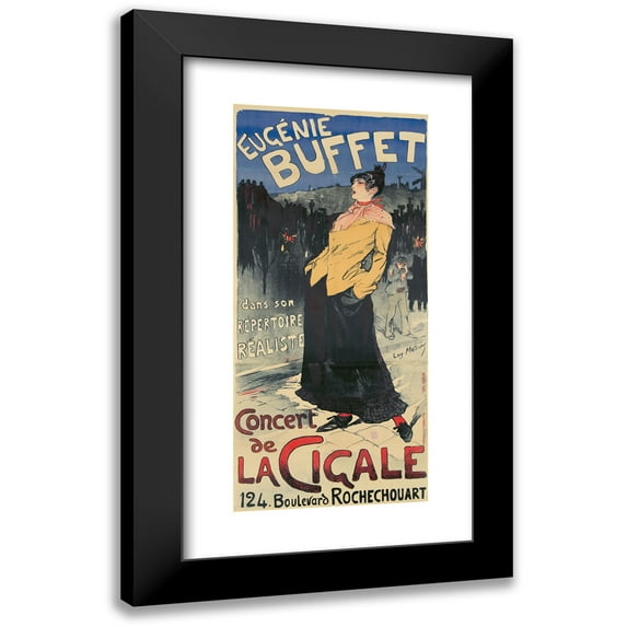 Lucien Metivet 13x24 Black Modern Framed Museum Art Print Titled - Eugenie Buffet, Cigale Concerte (1894)
