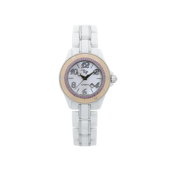 Lucien Piccard 36mm Ceramic MOP Diamond Dial Automatic Ladies Watch 27113WH