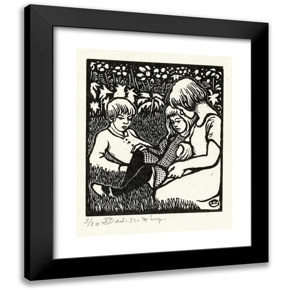 Lucien Pissarro 20x24 Black Modern Framed Museum Art Print Titled - Three Children (1910)