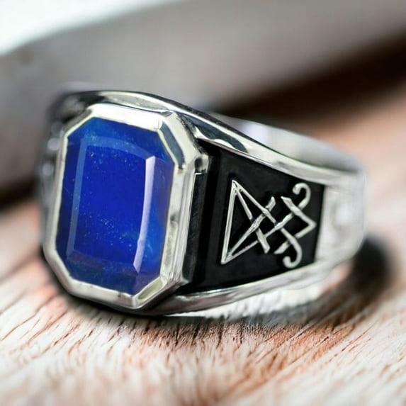 Lucifer Morningstar Rings 925 Sterling Silver Natural Lapis Lazuli Gemstone Lucifer's Ring Handmade UNISEX Ring Lapis Ring Engagement Gift Ring || KOHI
