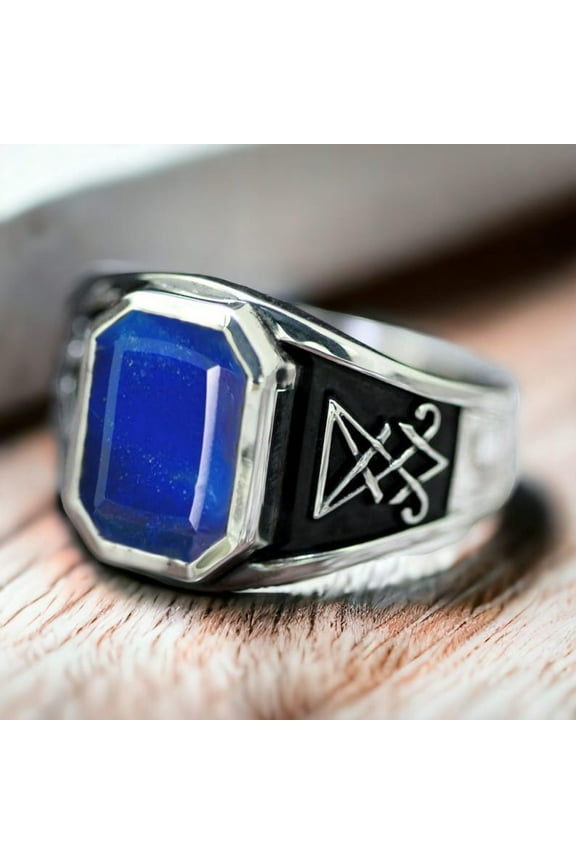 Lucifer Morningstar Rings 925 Sterling Silver Natural Lapis Lazuli Gemstone Lucifer's Ring Handmade UNISEX Ring Lapis Ring Engagement Gift Ring || KOHI