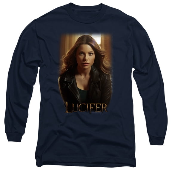 Lucifer The Detective Unisex Adult Long-Sleeve T Shirt (Medium) Navy
