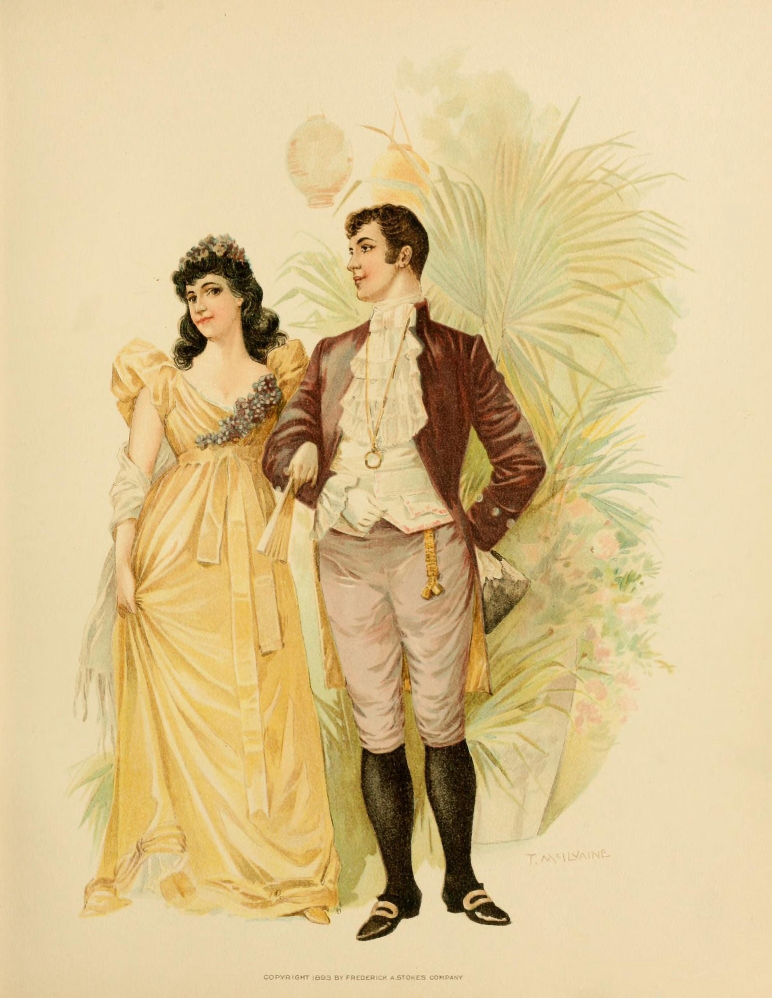 Lucile 1893 Couple Canvas Art - Thomas McIlvaine (18 x 24)