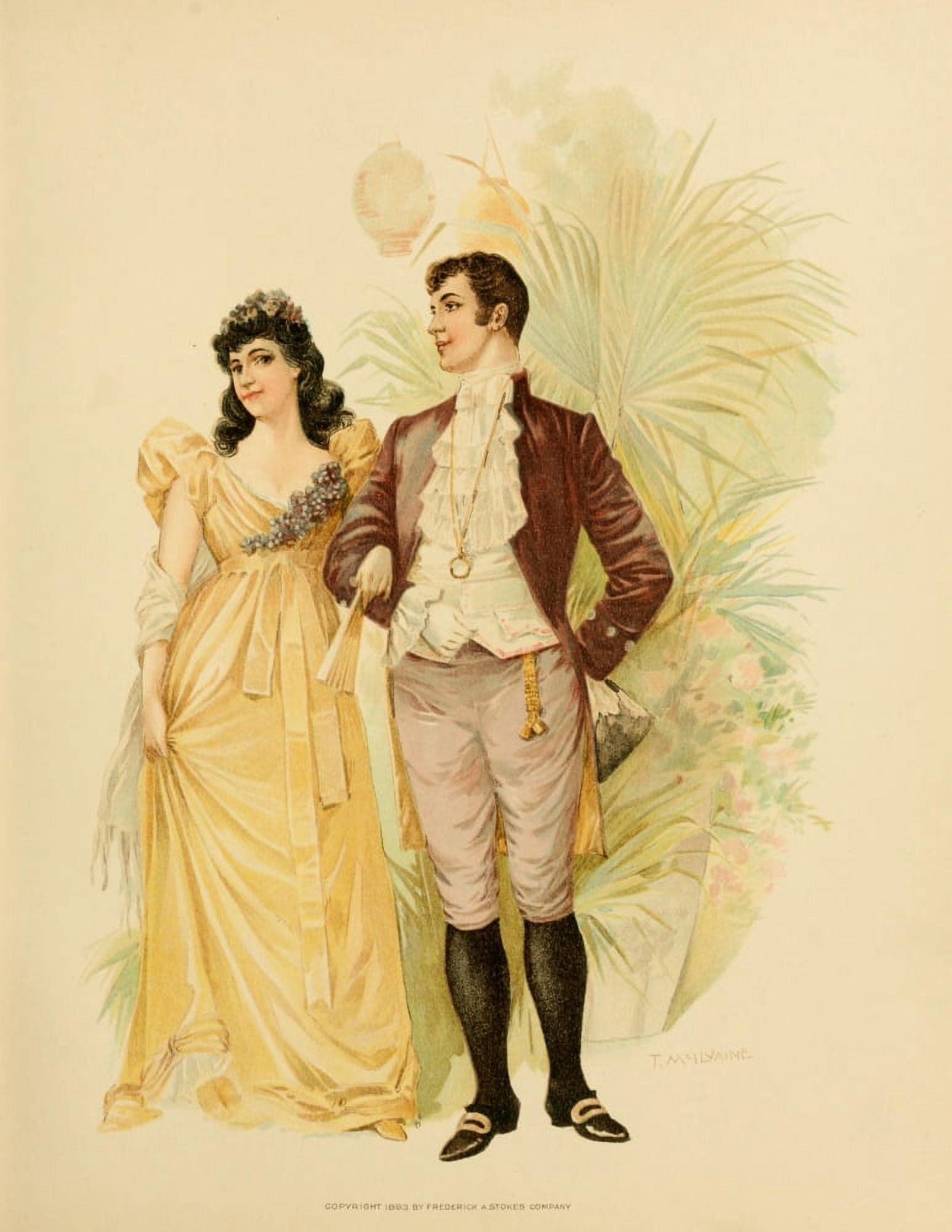 Lucile 1893 Couple Canvas Art - Thomas McIlvaine (24 x 36)