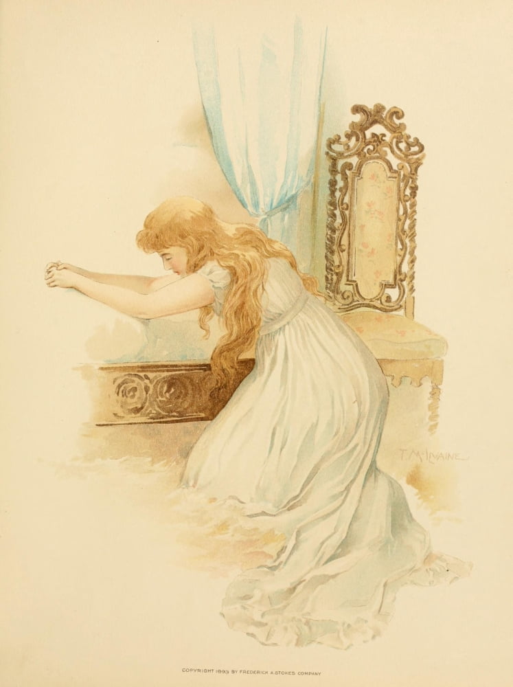 Lucile 1893 Praying girl Canvas Art - Thomas McIlvaine (18 x 24)