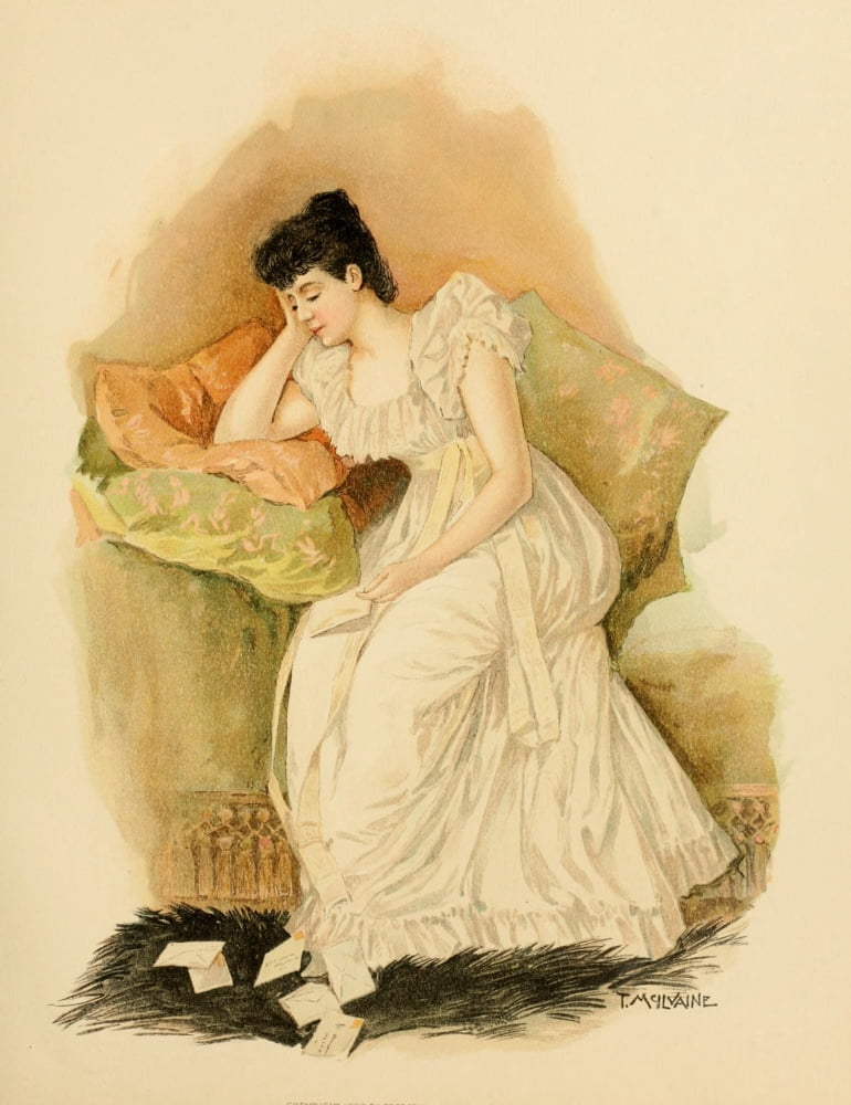 Lucile 1893 Reading letters Canvas Art - Thomas McIlvaine (24 x 36)