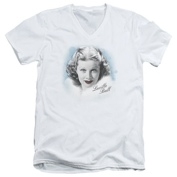 Lucille Ball In Blue S/S Adult V-Neck White