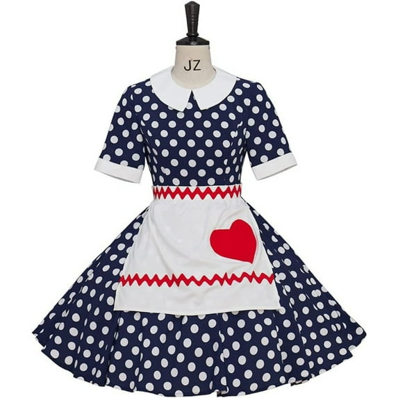 Lucille Ball Inspired Vintage Dress - Polka Dot Costume with Apron