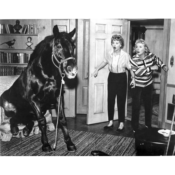 Lucille Ball and Vivien France with a horse Photo Print (8 x 10)