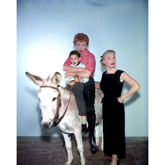 Lucille Ball makes funny face sitting on donkey 8x10 inch photo
