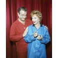 thumbnail image 1 of Lucille Ball wears red pajamas Red Skelton in blue 4x6 inch photo, 1 of 1