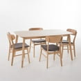 thumbnail image 1 of Lucille Natural Oak Finish 60" Rectangular 5 Piece Dining Set, Dark Grey Fabric, 1 of 13