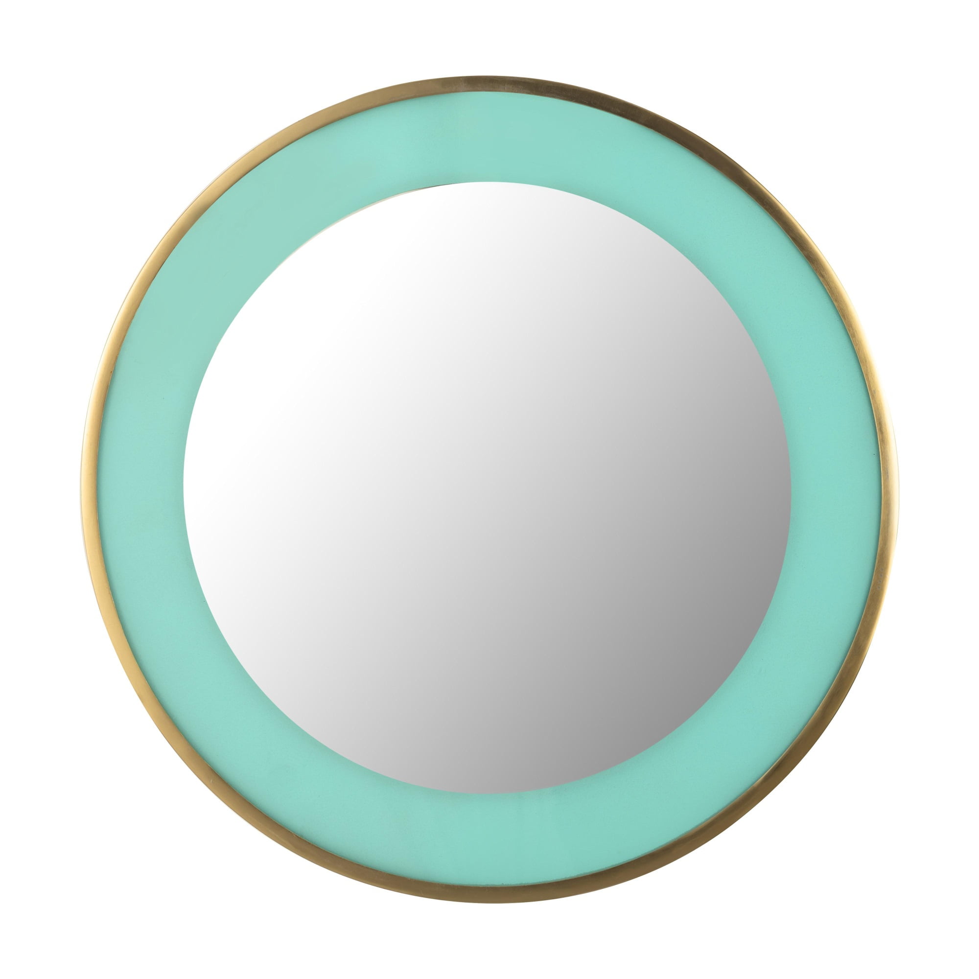 Lucille 24'' Round Turquoise and Brass Wall Mirror
