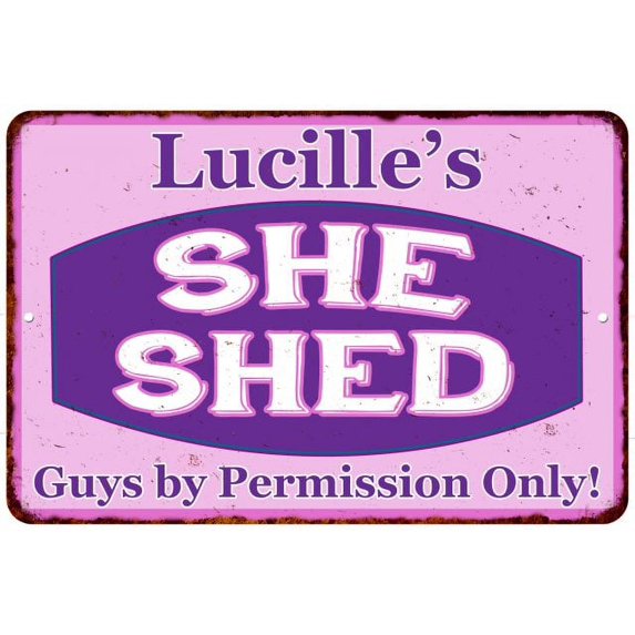 Lucille's Purple & Pink SHE SHED Vintage Sign 12x18 Woman Decor 112180040372