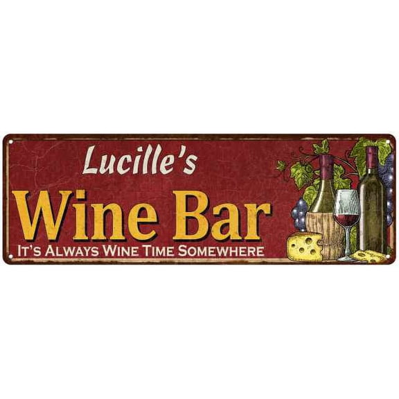 Lucille's Wine Bar Red Sign Home Kitchen Decor 6x18 Sign 106180056150