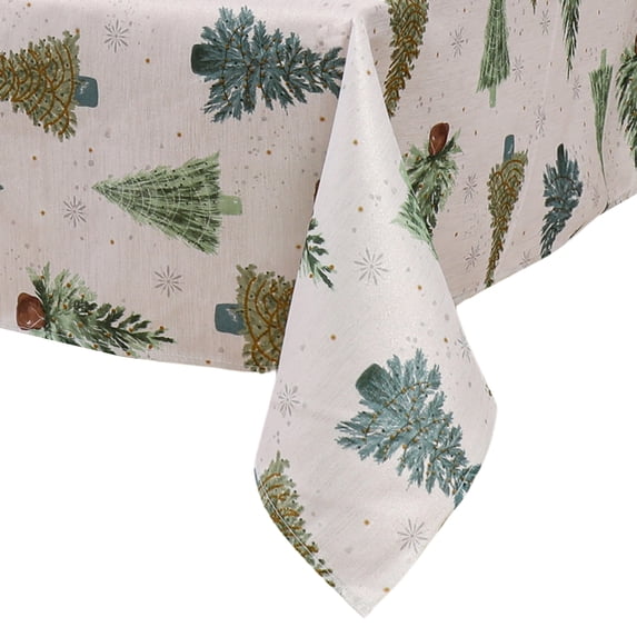 Elrene Home Fashions Lucina Twinkle Trees Holiday Lurex Fabric Tablecloth, Multi, 52" x 70"
