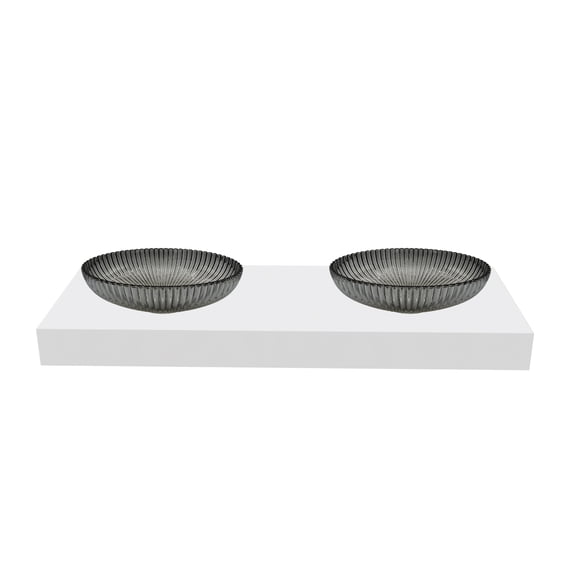 Lucine 21" Oval Decorative Black Vessel Glass Sinks With 60" White Base