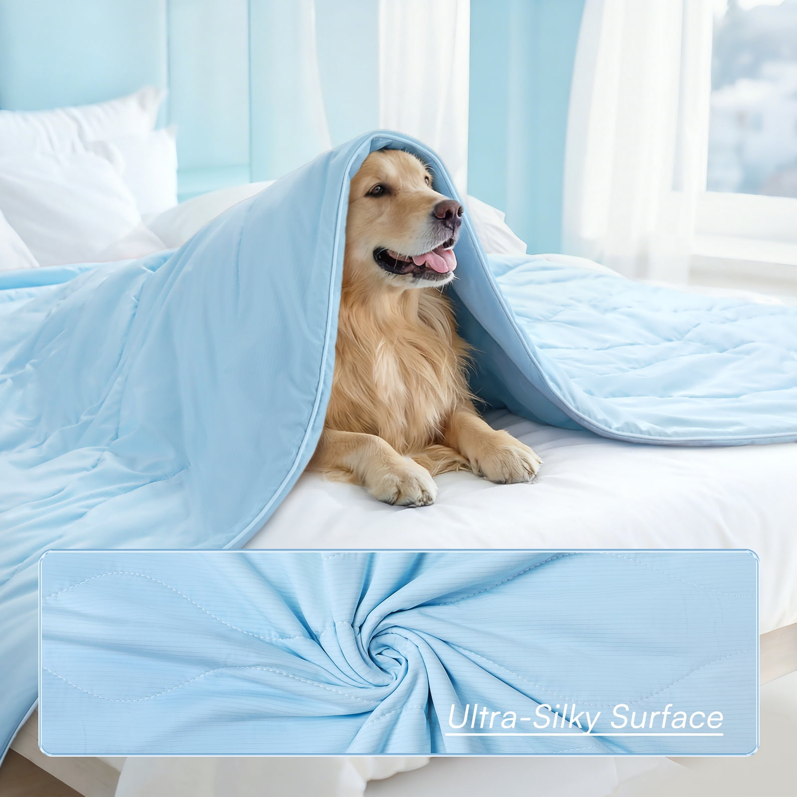 Luciphia Premium Cooling Dog Blanket Washable Q-MAX>0.5 Small Medium Large Pet Mat Puppy Cat Self-Cooling Soft Breathable Calming Throw for Sofa Crate Bed