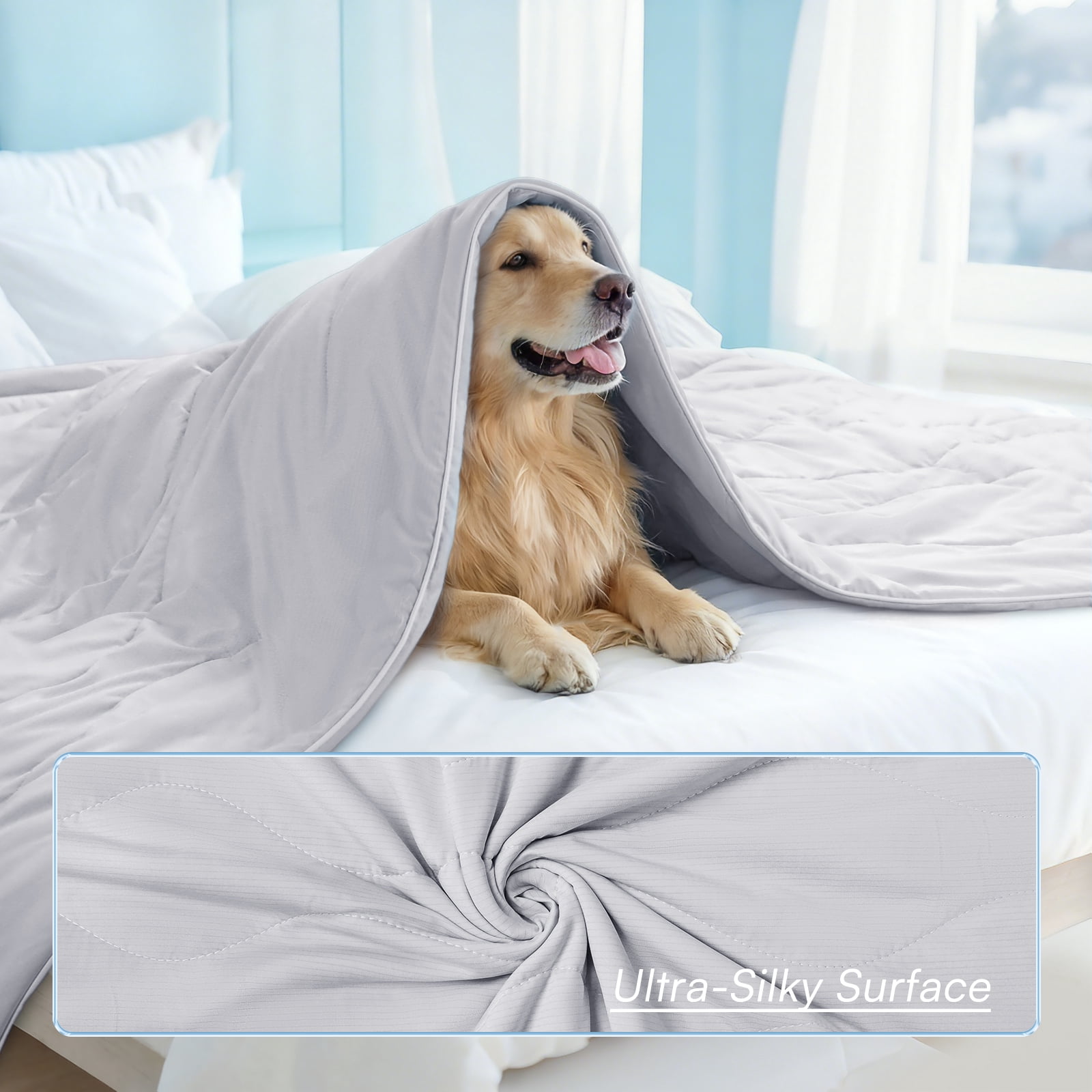 Luciphia Premium Cooling Dog Blanket Washable Q-MAX>0.5 Small Medium Large Pet Mat Puppy Cat Self-Cooling Soft Breathable Calming Throw for Sofa Crate Bed
