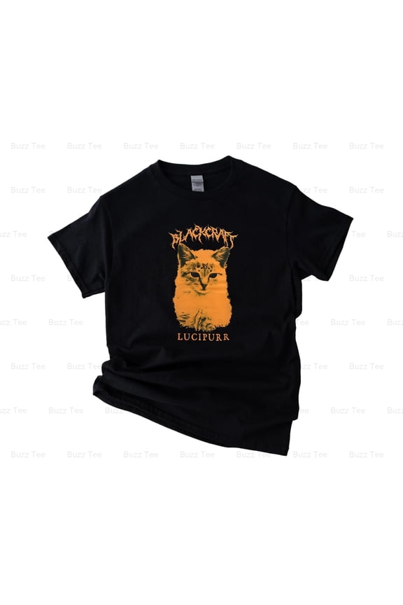 Lucipurr The Orange & Black Cat Hot Topic Exclusive Parody New Unisex T-Shirt, up to 5XL