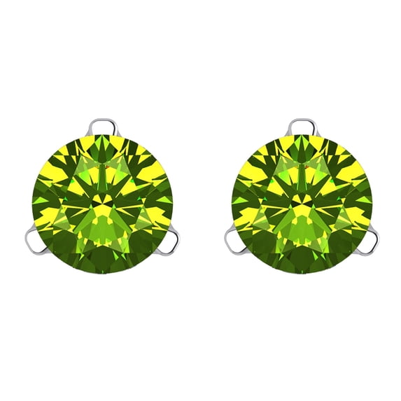 Lucita Simulated Birthstone Stud Earrings with Solid 14K Gold Posts - Platinum - 3 Prong - August
