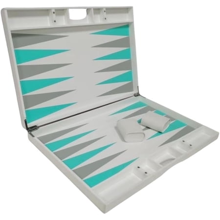 Lucite Acrylic Backgammon Set 18" Large Premium Board and Pieces (White/Aqua)