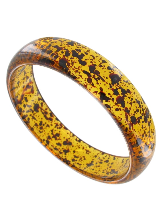Lucite Faux Tortoise Amber Speckled Bangle Bracelet