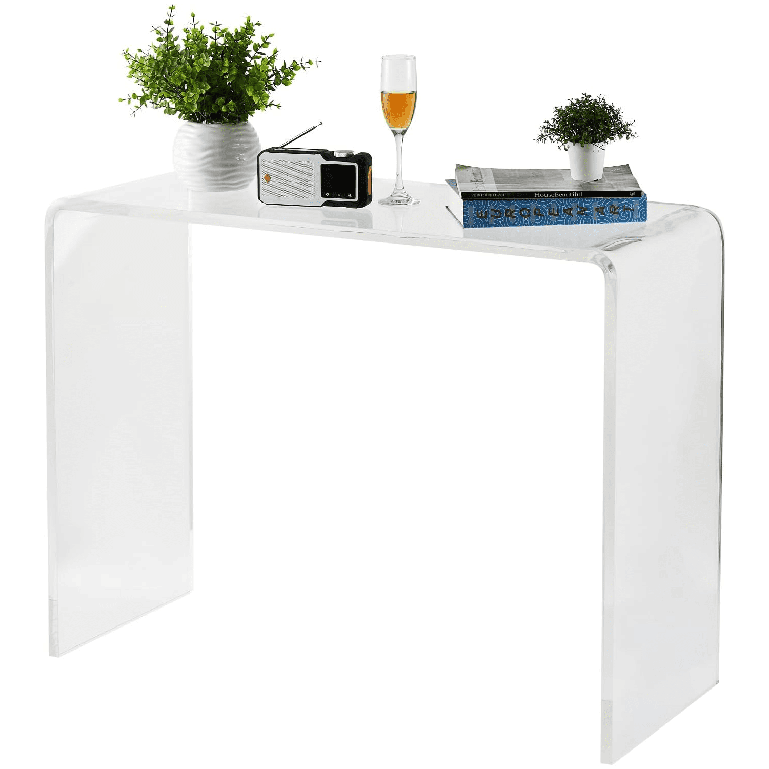 Lucite and Acrylic Console Table in Clear,2 -Tier Narrow Table for Sofa ...