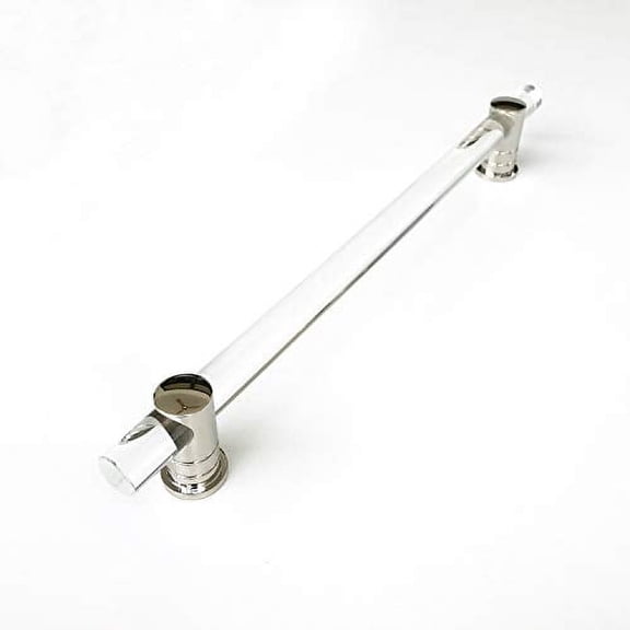Lucite and Polished Nickel Luz Drawer Pulls, Cabinet Hardware (12" Appliance Handle)