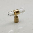 thumbnail image 1 of Lucite on Satin Gold -Knob 2.2" x 0.66" - Face - Modern Gold - Clear Acrylic Cabinet Handle Furniture Door, 1 of 1