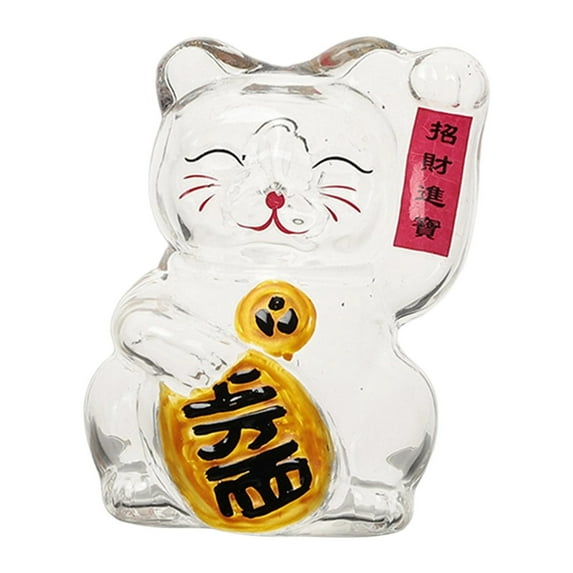 Luck Cat Piggy Bank Money Box Glass Material Table Centerpiece Ideal for Kids Home Decoration